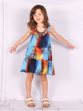 Kids Super Soft Bow Tie Shoulder Slip Fashion Dress (6-10  Yrs)